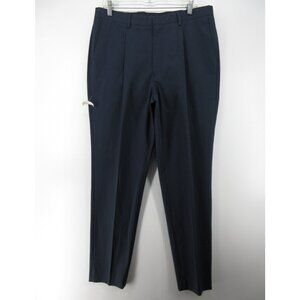 Seize sur Vingt Pants 30 Navy Trousers Slacks Pleated Stretch 35X32